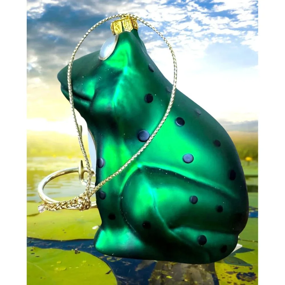 VTG Frog Ornament Glass Prince Kermit Christmas Holiday Birthday Girlfriend Gift